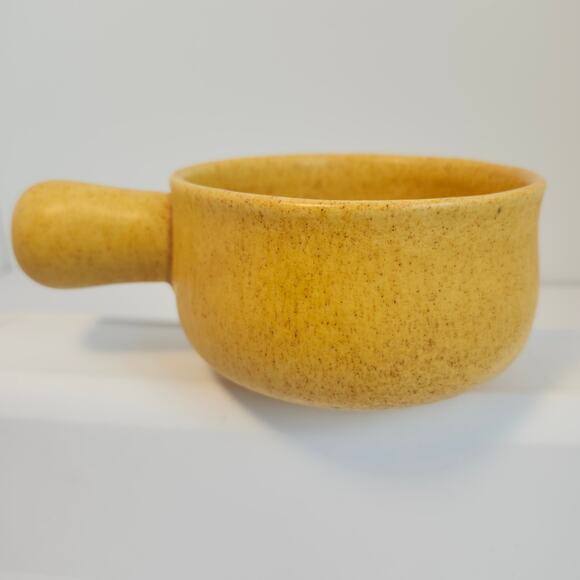 Abu Gosh Ceramics Jerusalem Bowl With Handle Yellow Pottery Israel - Picture 2 of 9